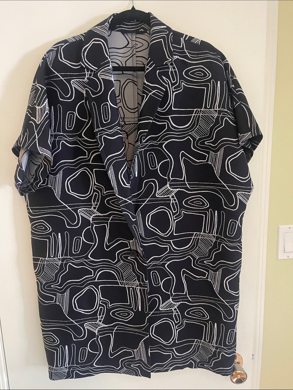 Navy & White Abstract Print vest/coat